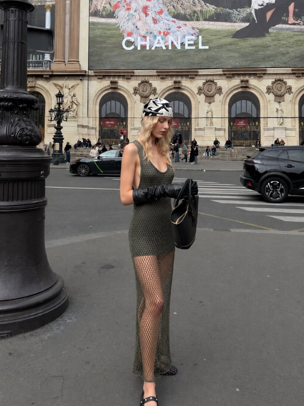 Alexandre Vauthier Army Green T-Strap Mesh Dress